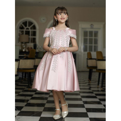 فستان بناتي بلونين مطرز بأكتاف | فستان سهرة للأفراح - M3624 فستان بناتي بلونين مطرز بأكتاف | فستان سهرة للأفراح - M3624