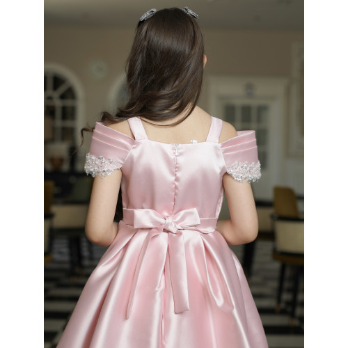 فستان بناتي بلونين مطرز بأكتاف | فستان سهرة للأفراح - M3624 فستان بناتي بلونين مطرز بأكتاف | فستان سهرة للأفراح - M3624