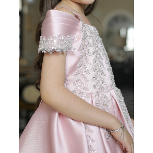 فستان بناتي بلونين مطرز بأكتاف | فستان سهرة للأفراح - M3624 فستان بناتي بلونين مطرز بأكتاف | فستان سهرة للأفراح - M3624