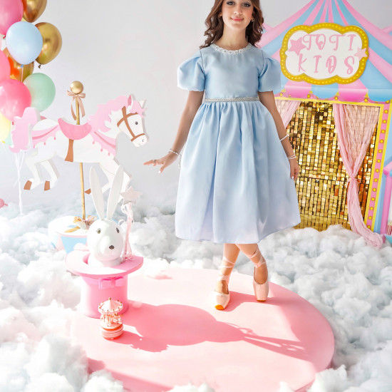 فستان بناتي سماوي للمناسبات | تصميم أميرات فاخر - 1041