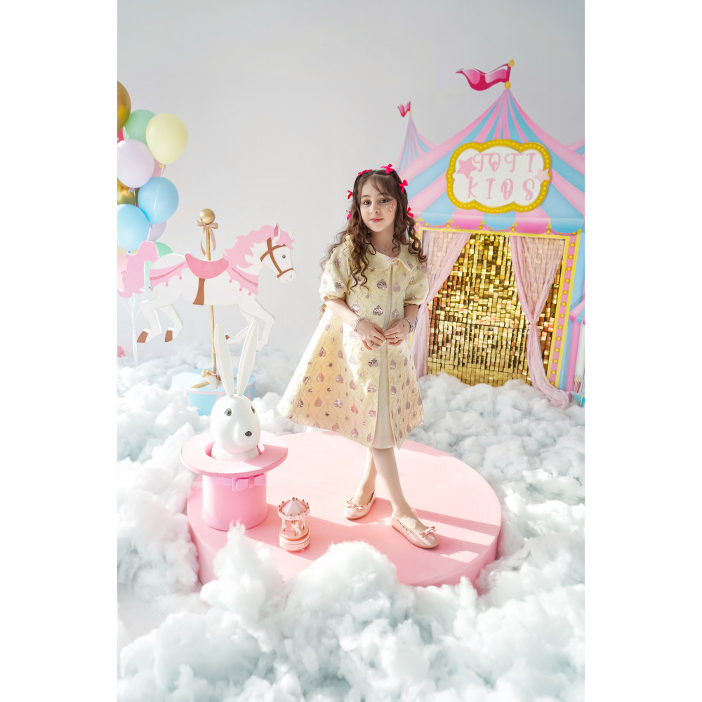 فستان بناتي بنقشة قلوب | إطلالة الأناقة المتكاملة - 1040