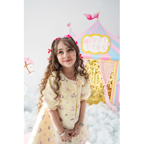 فستان بناتي بنقشة قلوب | إطلالة الأناقة المتكاملة - 1040 فستان بناتي بنقشة قلوب | إطلالة الأناقة المتكاملة - 1040