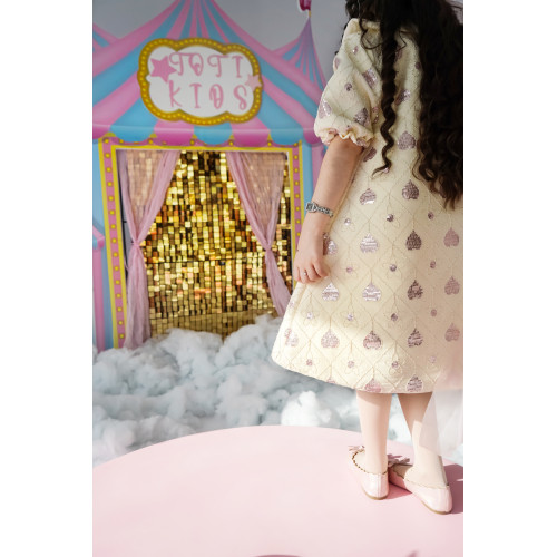 فستان بناتي بنقشة قلوب | إطلالة الأناقة المتكاملة - 1040 فستان بناتي بنقشة قلوب | إطلالة الأناقة المتكاملة - 1040