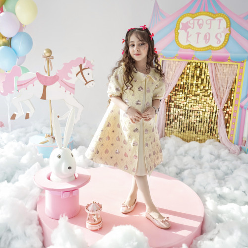 فستان بناتي بنقشة قلوب | إطلالة الأناقة المتكاملة - 1040 فستان بناتي بنقشة قلوب | إطلالة الأناقة المتكاملة - 1040