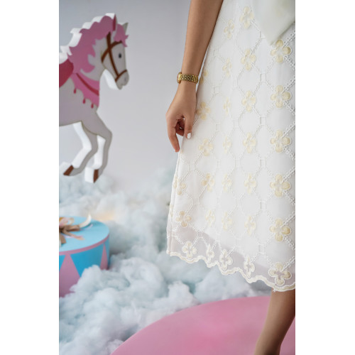 فستان بناتي نقشة مورد بفيونكة | تصميم فاخر للمناسبات - 1015 فستان بناتي نقشة مورد بفيونكة | تصميم فاخر للمناسبات - 1015