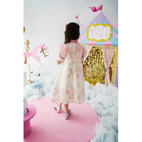 فستان بناتي ترتر وفيونكة بذيل على الاكتاف من الخلف - 989 فستان بناتي ترتر وفيونكة بذيل على الاكتاف من الخلف - 989