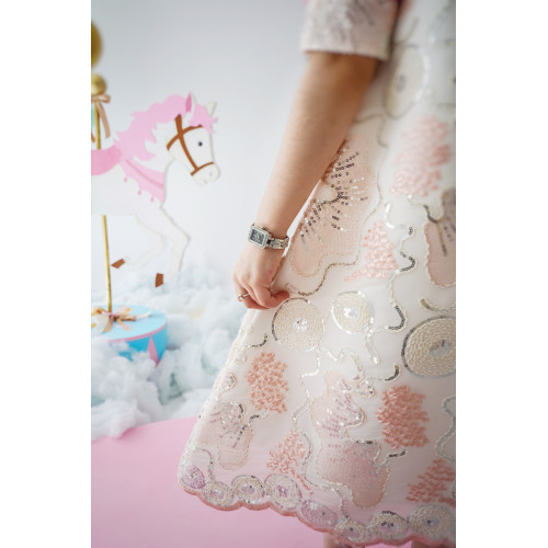 فستان بناتي ترتر وفيونكة بذيل على الاكتاف من الخلف - 989 فستان بناتي ترتر وفيونكة بذيل على الاكتاف من الخلف - 989