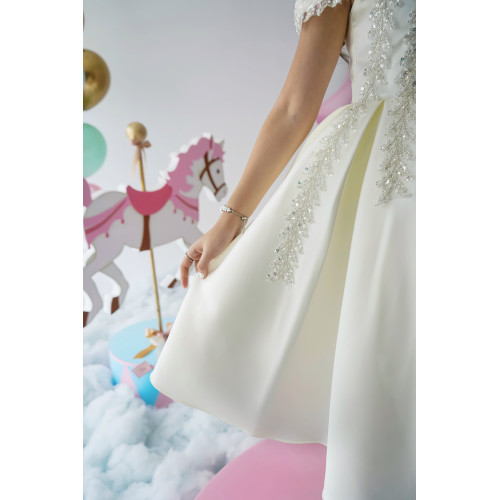 فستان بناتي بلونين مطرز بأكتاف | فستان سهرة للأفراح - M3624 فستان بناتي بلونين مطرز بأكتاف | فستان سهرة للأفراح - M3624