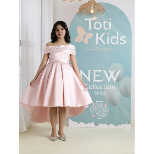 فستان بناتي وردي أوف شولدر | فستان هاي لو للمناسبات - M3750 فستان بناتي وردي أوف شولدر | فستان هاي لو للمناسبات - M3750