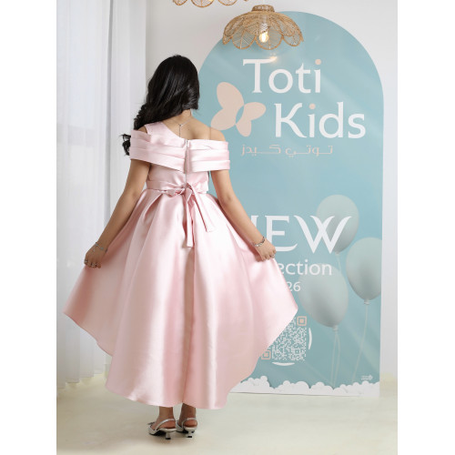فستان بناتي وردي أوف شولدر | فستان هاي لو للمناسبات - M3750