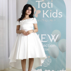 فستان بناتي أبيض أوف شولدر | فستان هاي لو للأفراح - M3750 فستان بناتي أبيض أوف شولدر | فستان هاي لو للأفراح - M3750