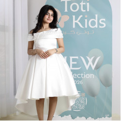 فستان بناتي أبيض أوف شولدر | فستان هاي لو للأفراح - M3750 فستان بناتي أبيض أوف شولدر | فستان هاي لو للأفراح - M3750