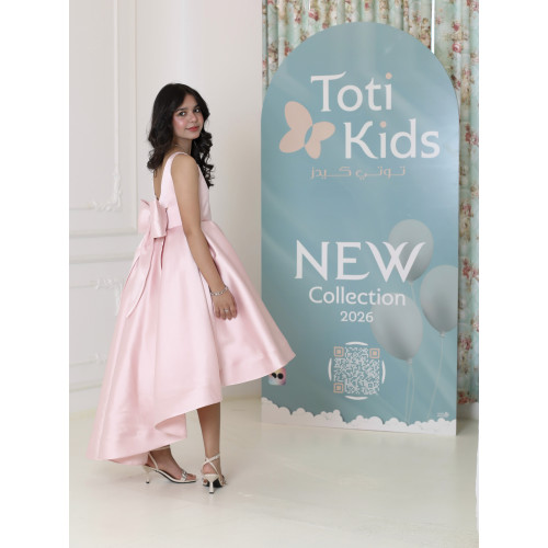 فستان بناتي بلونين هاي لو | تصميم بفيونكة خلفية ضخمة - M3764 فستان بناتي بلونين هاي لو | تصميم بفيونكة خلفية ضخمة - M3764