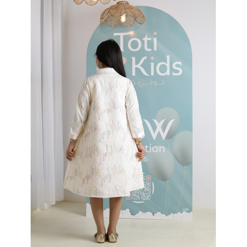 طقم فستان وجاكيت بناتي بجيوب | تصميم مورد فاخر للمناسبات - 1112 طقم فستان وجاكيت بناتي بجيوب | تصميم مورد فاخر للمناسبات - 1112