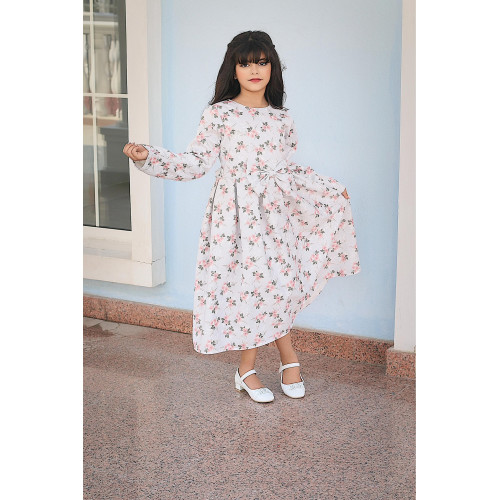 فستان بناتي مورد بياقة دانتيل فاخرة | فستان شتوي أنيق - M3766