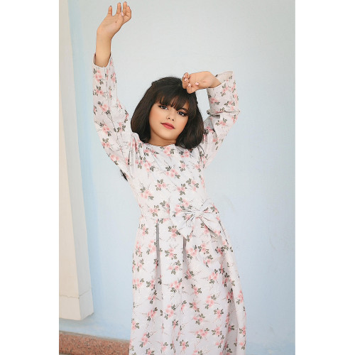 فستان بناتي مورد بياقة دانتيل فاخرة | فستان شتوي أنيق - M3766