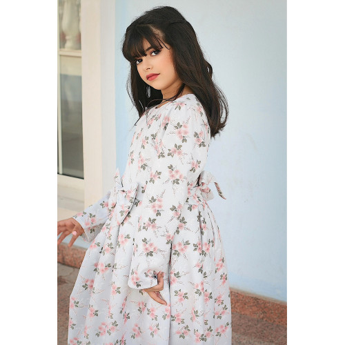 فستان بناتي مورد بياقة دانتيل فاخرة | فستان شتوي أنيق - M3766