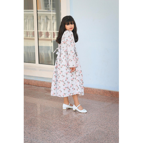 فستان بناتي مورد بياقة دانتيل فاخرة | فستان شتوي أنيق - M3766