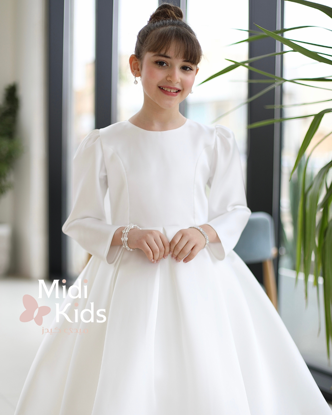 فستان سهرة بناتي ميكادو فاخر | فيونكة خلفية كبيرة وتصميم ملكي - m3783