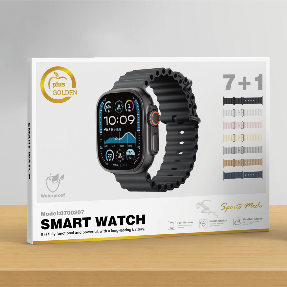 ساعة plus GOLDEN الذكية مع 7 اساور ضذ الماء