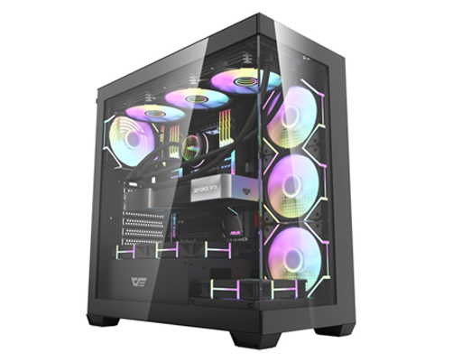  darkFlas Case DS900 Black with 7 Fan  ARGB   with controller and remote 