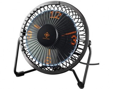  Deltaco Gaming USB Desk Fan With Clock, Displays Hours, Minutes and Seconds, Black