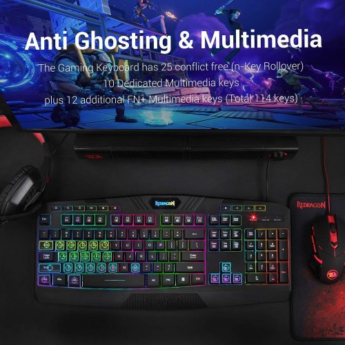 Redragon S101 Wired RGB Backlit Gaming Keyboard and Mouse, Gaming Mouse Pad Redragon S101 Wired RGB Backlit Gaming Keyboard and Mouse, Gaming Mouse Pad