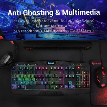 Redragon S101 Wired RGB Backlit Gaming Keyboard and Mouse, Gaming Mouse Pad
