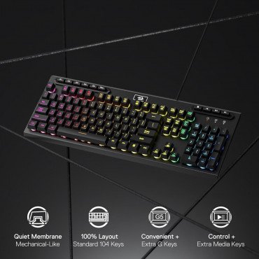 -Redragon K513 Aditya Wired Membrane Gaming Keyboard  Black