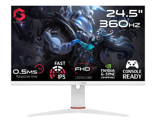 شاشة العاب جيم اون ارتيك برو GAMEON Artic Pro Series | بدقة FHD (1920x1080) | مقاس 24 انش | لوحة  IPS | استجابة 0.5 مللي ثانية | معدل تحديث 360 هرتز | طراز GOA24FHD360IPS