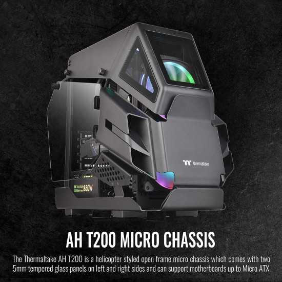 هيكل كمبيوتر العاب شكل هيلوكبتر Thermaltake AH T200 Micro Chassis  | يدعم ATX | اسود | طراز AH T200