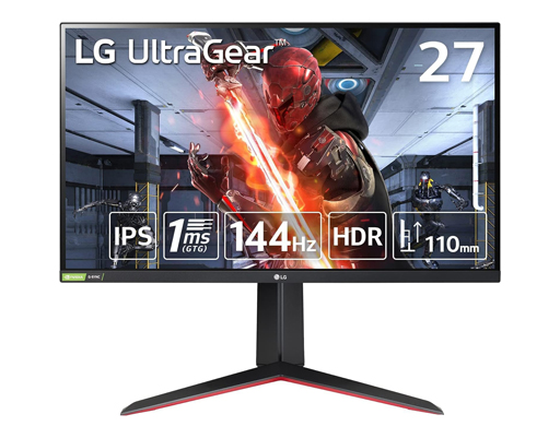LG 27GN65R-B UltraGear Gaming Monitor, 27 inch, Full HD, IPS, 144Hz, 1 ms (GTG), G-SYNC Compatible