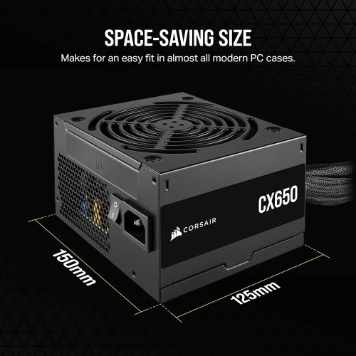 CORSAIR CX650 80 PLUS Bronze Non Modular Low-Noise ATX 650 Watt Power Supply - UK - Black CORSAIR CX650 80 PLUS Bronze Non Modular Low-Noise ATX 650 Watt Power Supply - UK - Black