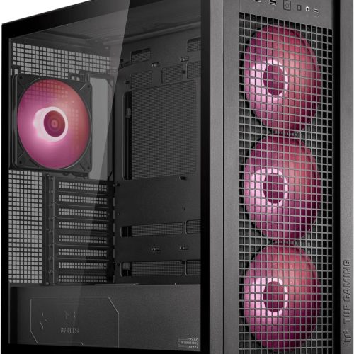 صندوق كمبيوتر العاب  TUF GT302 | حجم متوسط | يدعم ATX | من شركة ARGB | Asus | اسود | طراز H6 Flow Tempered Glass