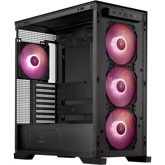 صندوق كمبيوتر العاب  TUF GT302 | حجم متوسط | يدعم ATX | من شركة ARGB | Asus | اسود | طراز H6 Flow Tempered Glass
