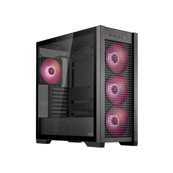 صندوق كمبيوتر العاب  TUF GT302 | حجم متوسط | يدعم ATX | من شركة ARGB | Asus | اسود | طراز H6 Flow Tempered Glass