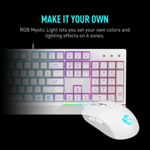 MSI Vigor GK30 Gaming Keyboard and Mouse Combo RGB White AR