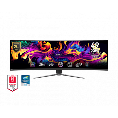 MSI MPG 491CQP QD-OLED Curved Gaming Monitor, 49-inch, DQHD (5120 x 1440), 144Hz