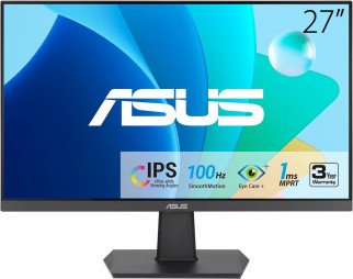 شاشة متعددة الاستخدامات Asus | بدقة FHD  (1920x1080)  | مقاس 27 انش | من شركة اسوس Asus | لوحة IPS | حواف نحيفة | معدل تحديث 100 هرتز | طراز VA27EHF
