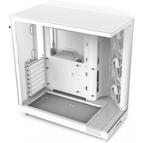 صندوق كمبيوتر العاب  H6 Flow Tempered Glass | حجم متوسط | يدعم ATX | من شركة  NZXT | ابيض | طراز H6 Flow Tempered Glass
