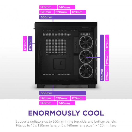 صندوق كمبيوتر العاب  H9 Elite RGB | حجم متوسط  | يدعم ATX | من شركة NZXT | اسود | طراز H9 Elite