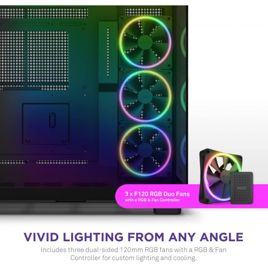 صندوق كمبيوتر العاب  H9 Elite RGB | حجم متوسط  | يدعم ATX | من شركة NZXT | اسود | طراز H9 Elite