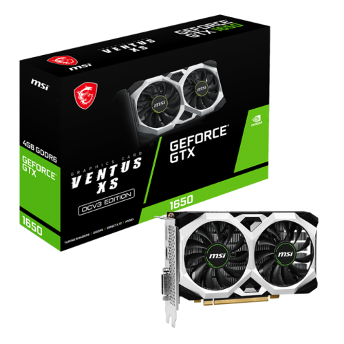 كرت شاشة ام اس أي جي تي اكس 1650 MSI GTX | ذاكرة 4GB | طراز GeForce® GTX 1650 D6 VENTUS XS OCV3 