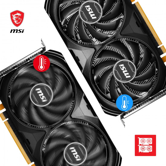 كرت شاشة ام اس أي 4060 MSI 4060 Ventus | ذاكرة 8GB | قابل لكسر السرعة (OC) | طراز GeForce RTX™ 4060 VENTUS 2X BLACK 8G OC