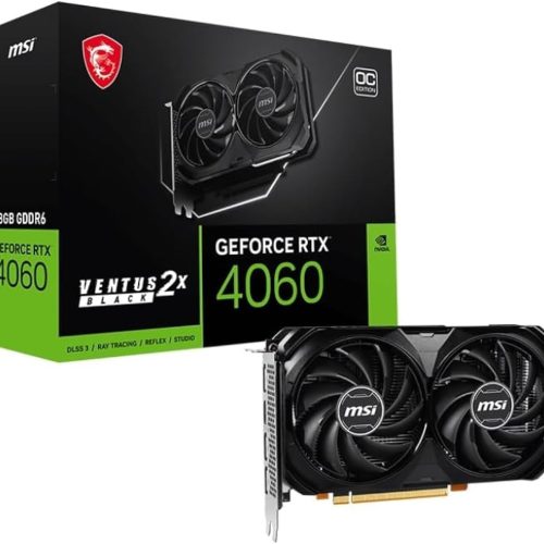 كرت شاشة ام اس أي 4060 MSI 4060 Ventus | ذاكرة 8GB | قابل لكسر السرعة (OC) | طراز GeForce RTX™ 4060 VENTUS 2X BLACK 8G OC
