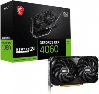 كرت شاشة ام اس أي 4060 MSI 4060 Ventus | ذاكرة 8GB | قابل لكسر السرعة (OC) | طراز GeForce RTX™ 4060 VENTUS 2X BLACK 8G OC