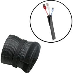 GAMEON GO-5374 Flexible Cable Wrap Sleeve with Hook and Loop Fastener - 85mm/3.3" Width - Black