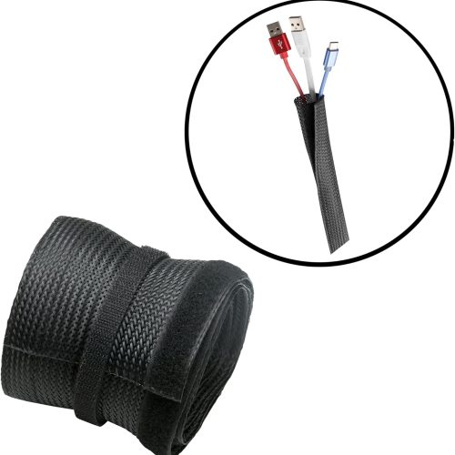 GAMEON GO-5374 Flexible Cable Wrap Sleeve with Hook and Loop Fastener - 85mm/3.3" Width - Black