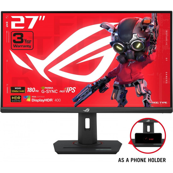 شاشة العاب أسوس روج ستريكس ASUS ROG Strix | بدقة (2560x1440) | مقاس 27 انش | من اسوس Asus | لوحة  IPS| استجابة  1مللي ثانية | معدل تحديث 180 هرتز |  طراز XG27ACS