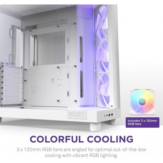 صندوق كمبيوتر العاب H6 Flow RGB | حجم متوسط | يدعم ATX | من شركة NZXT | ابيض | طراز H5 Flow RGB صندوق كمبيوتر العاب H6 Flow RGB | حجم متوسط | يدعم ATX | من شركة NZXT | ابيض | طراز H5 Flow RGB
